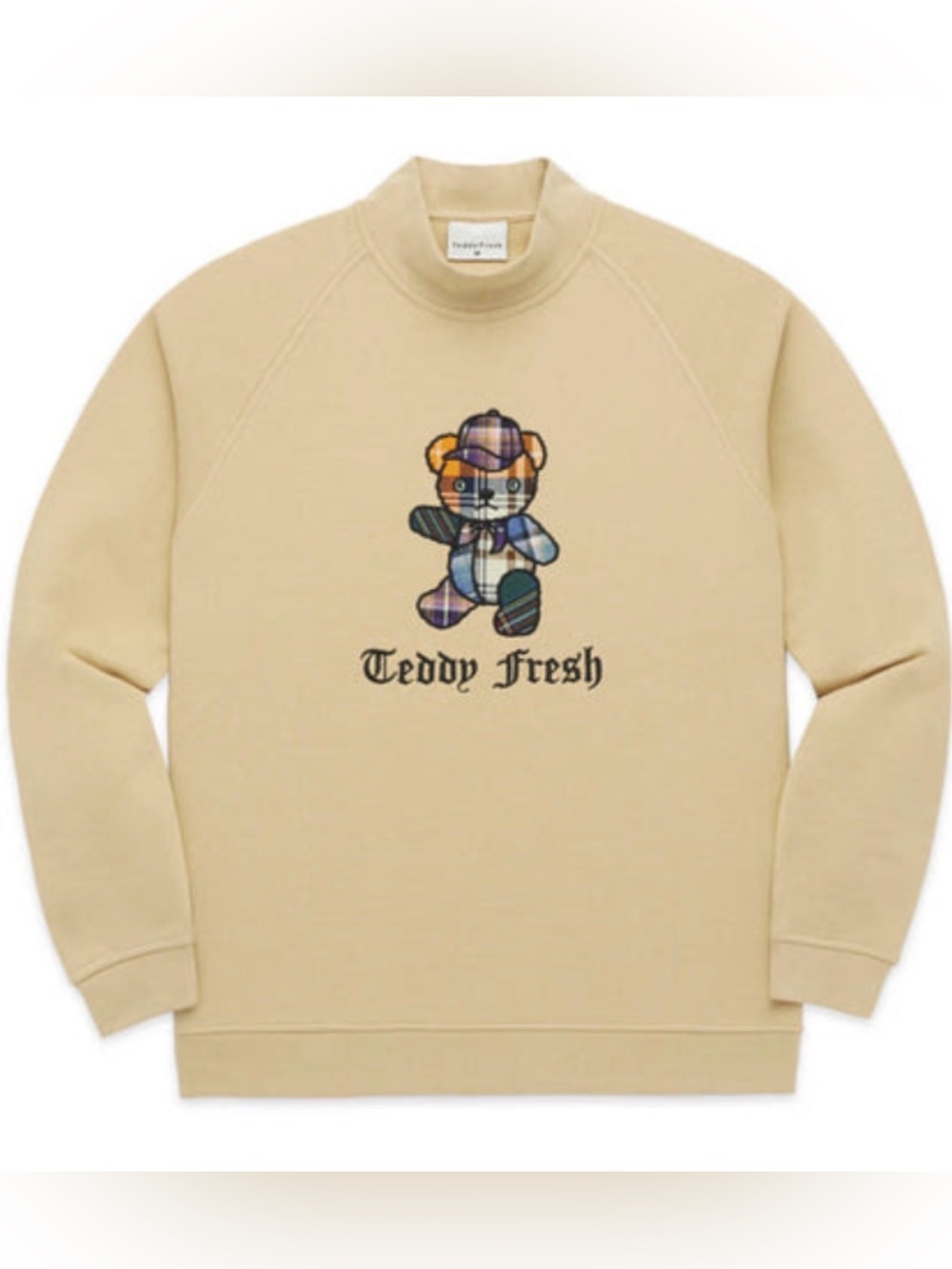 Teddy Fresh Beige Crewneck Sweater With Embroidered Teddy Patch Size Large